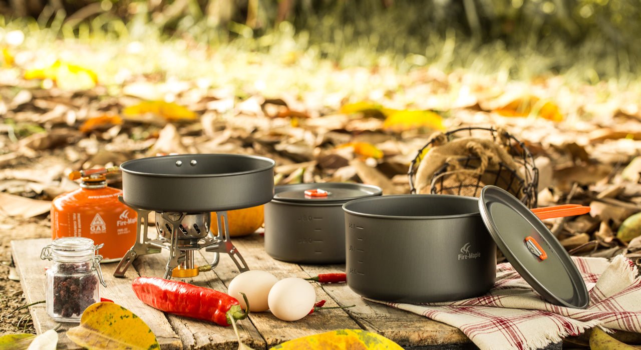 Camping Cookware Set - Compact Stainless Steel Campfire Cooking Pots and  Pans