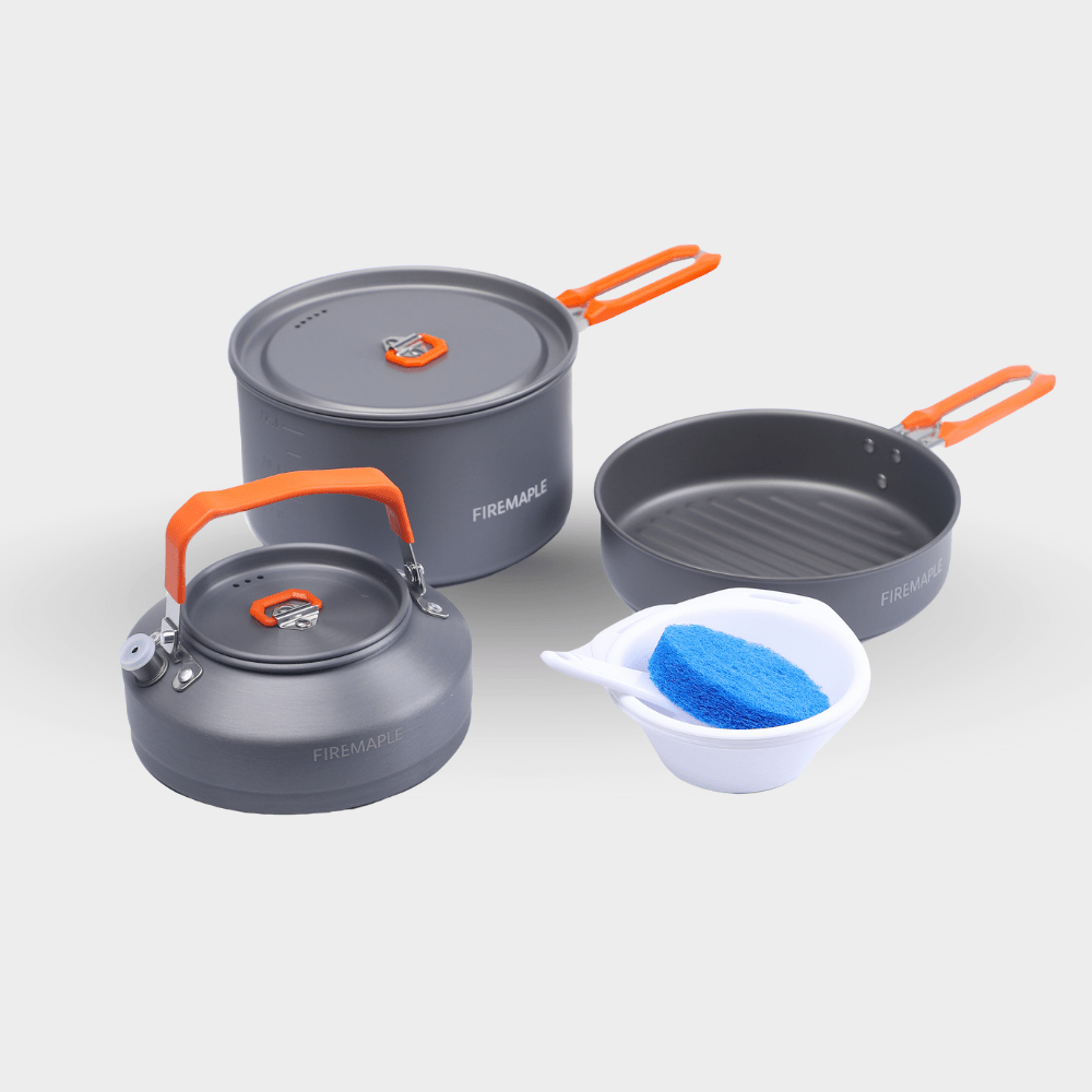 Fire Maple Feast 2 Camping Cookware, Aluminum, Orange, Outdoor Adventure Gear, Hiking Gear