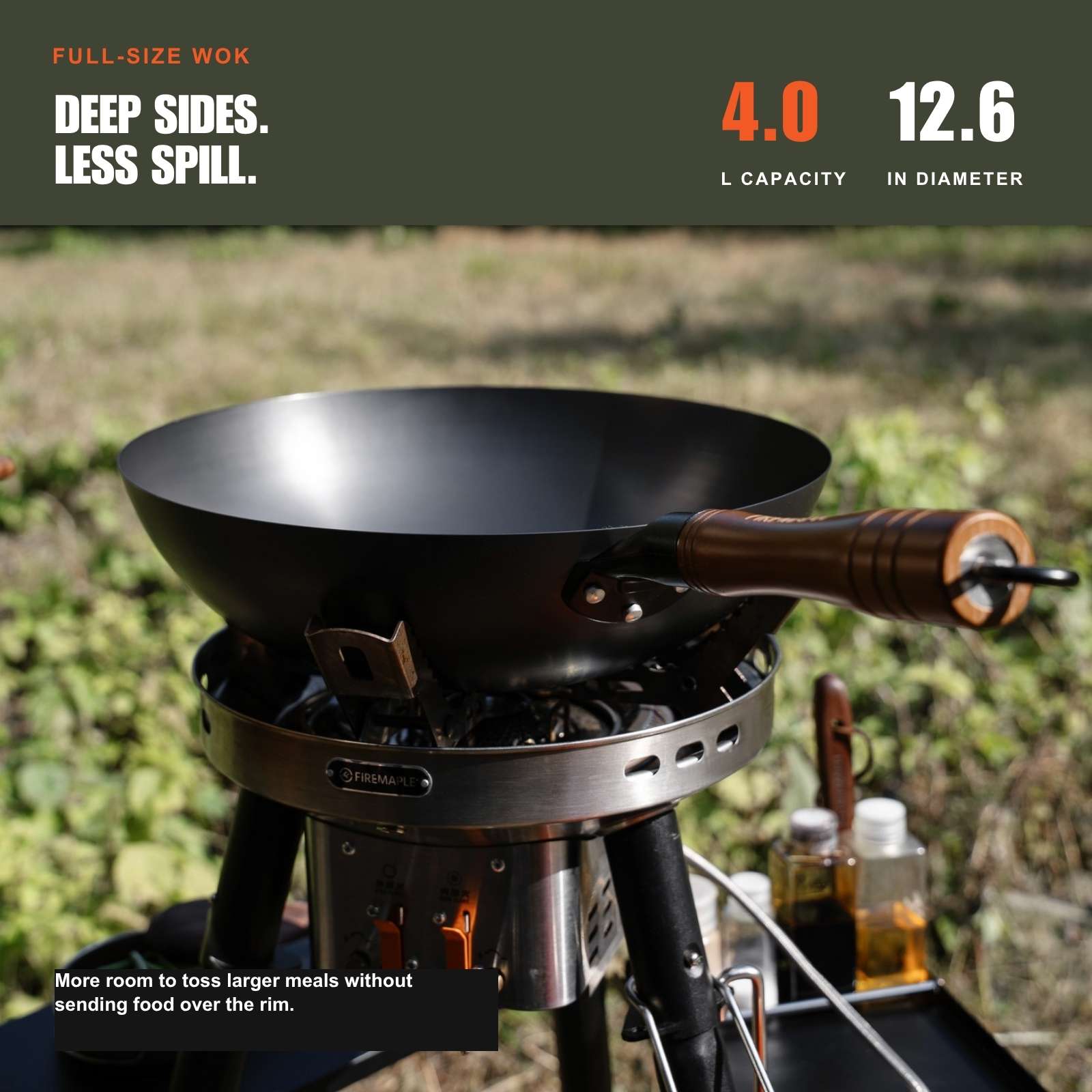 12.6" Carbon Steel Camping Wok
