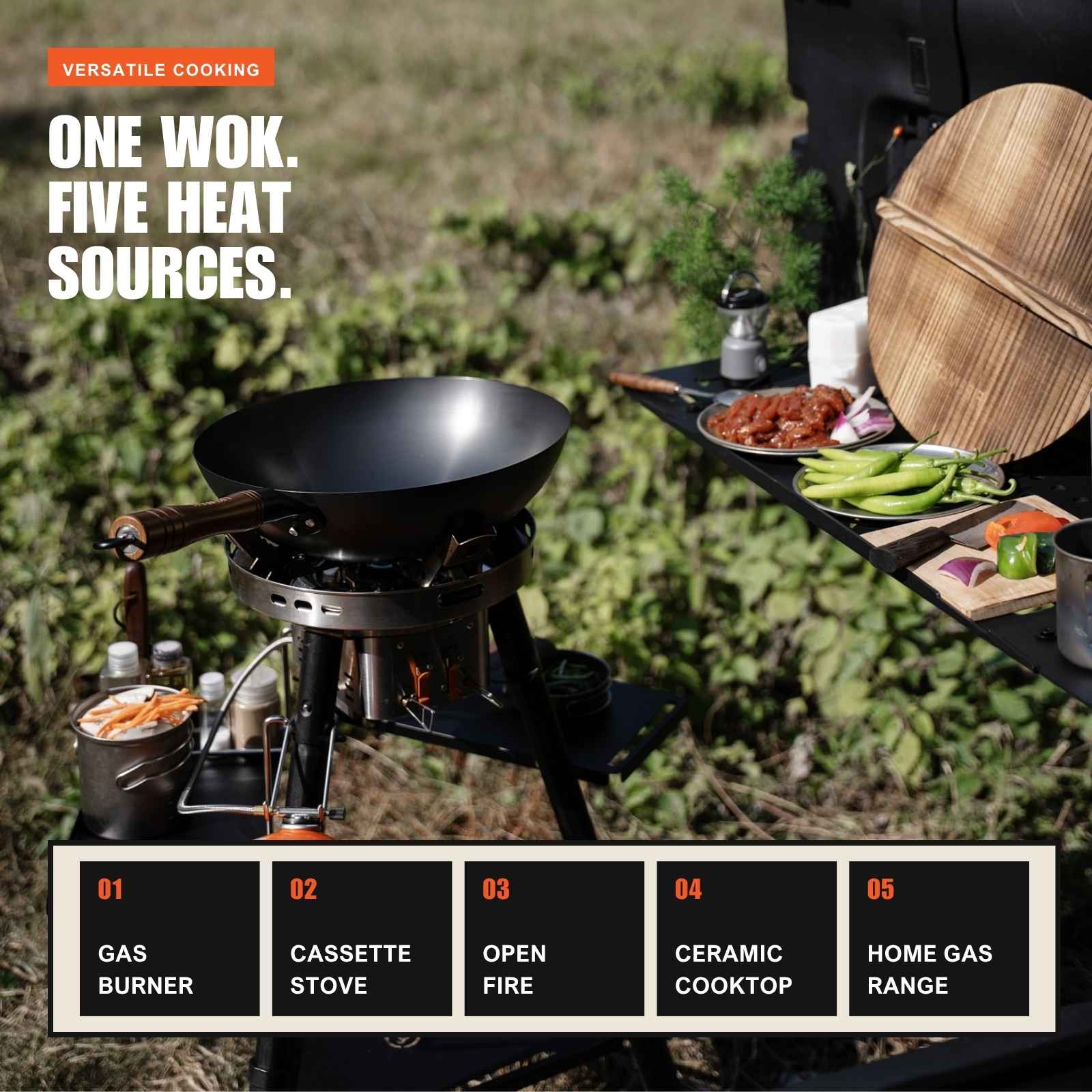 12.6" Carbon Steel Camping Wok