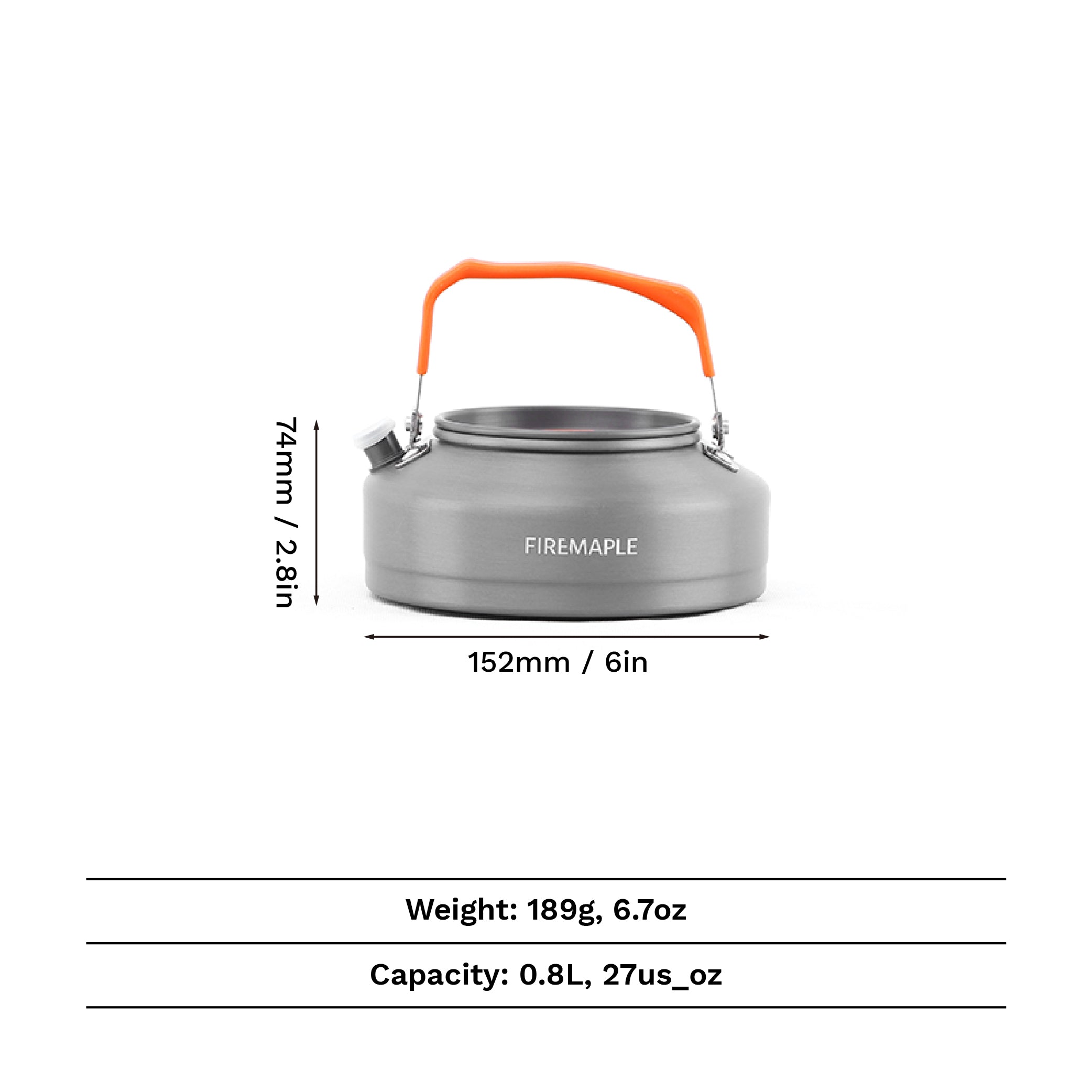 Feast T3 0.8L Aluminum Camping Kettle | Fire Maple