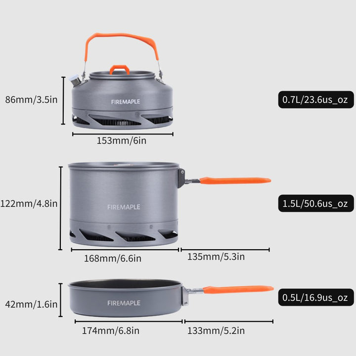 Fire Maple Fire-Maple Camping Pot With Heat Exchanger - 1L Hard ...