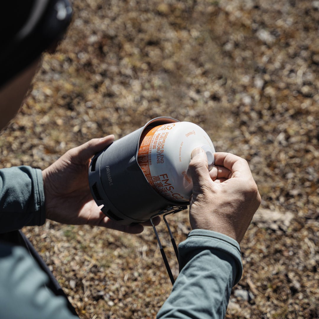 230g gas canister fits inside G2 pot - compact hiking gear