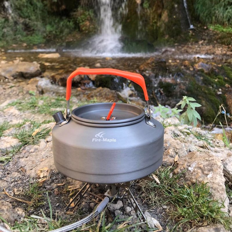 electric camping kettle go outdoors Fire Maple Feast T3 Camping Kettle, Aluminum, Lightweight, 0.8L, for Backpacking, Black