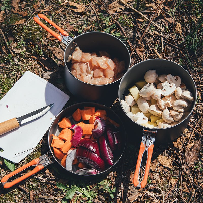 Fire Maple Feast 4 Camping Cookware, 2-4 Person, for Car Camping, Orange, Outdoor Adventure Gear