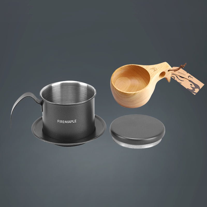 Orca Vietnamese Coffee Maker & Wooden Cup Set - Fire Maple