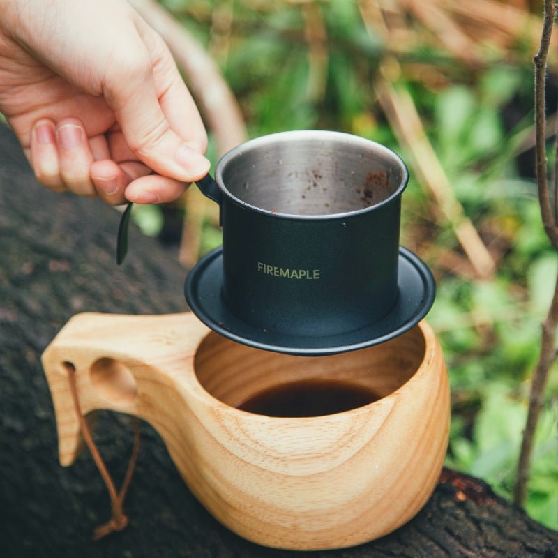 Orca Vietnamese Coffee Maker & Wooden Cup Set - Fire Maple