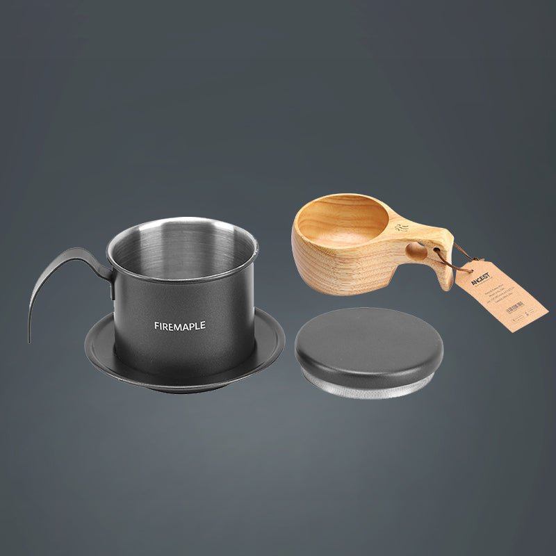 Orca Vietnamese Coffee Maker & Wooden Cup Set - Fire Maple