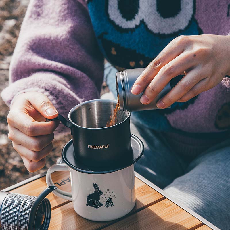 Orca Vietnamese Coffee Maker & Wooden Cup Set - Fire Maple