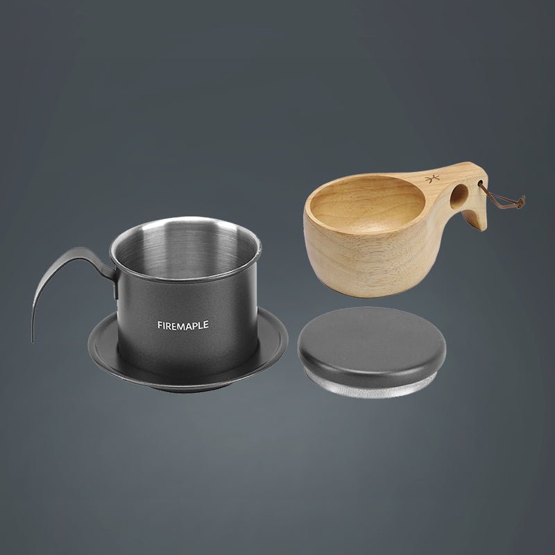 Orca Vietnamese Coffee Maker & Wooden Cup Set - Fire Maple