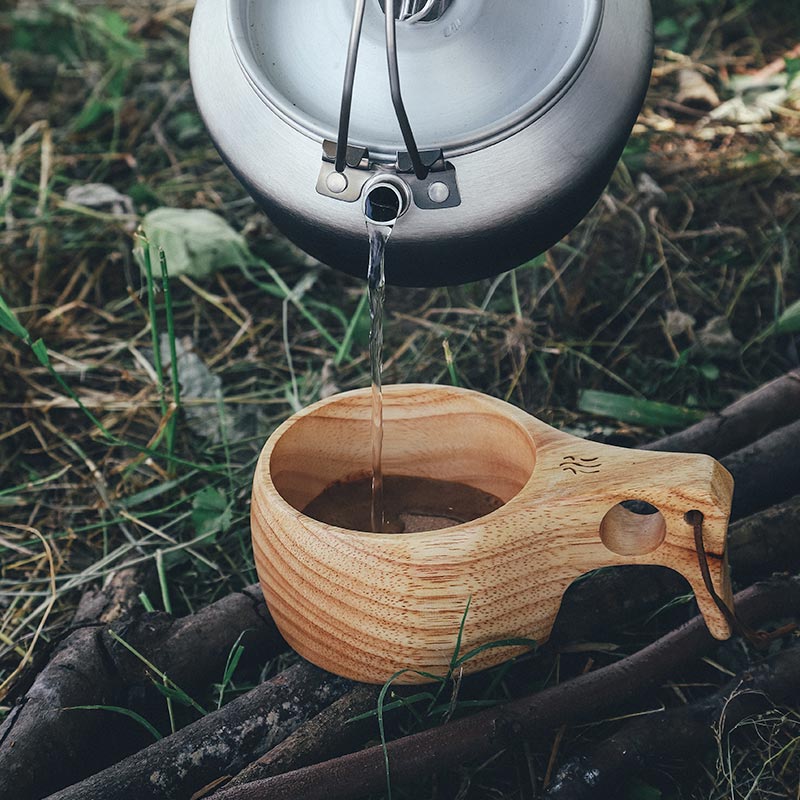 POLARIS PRESSURE-REGULATOR GAS STOVE&FEAST K2 ALUMINUM COOKWARE WITH HEAT-EXCHANGER&ANCEST BUSHCRAFT WOODEN CUP - Fire Maple